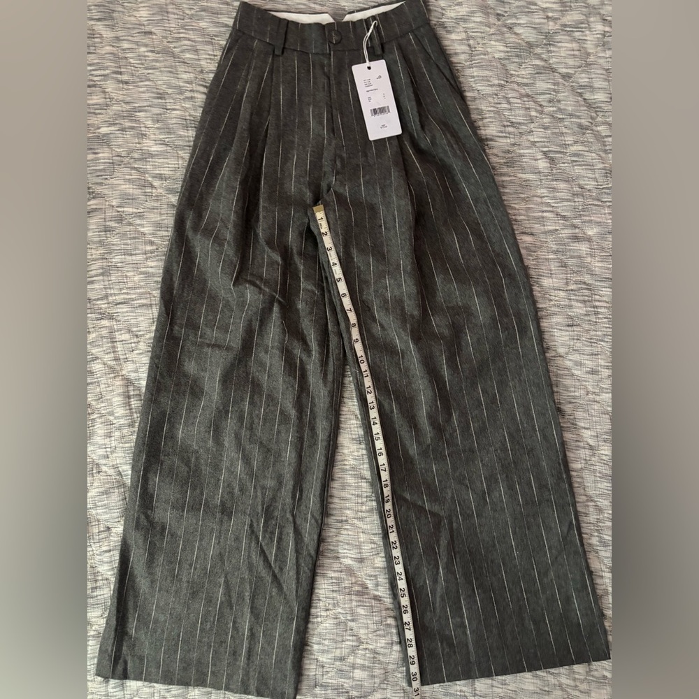 Le'AL.X Knit Wool Blend High Rise Flat Front Pleated Wide Leg Trousers Sz 0 NWT- - Picture 7 of 11